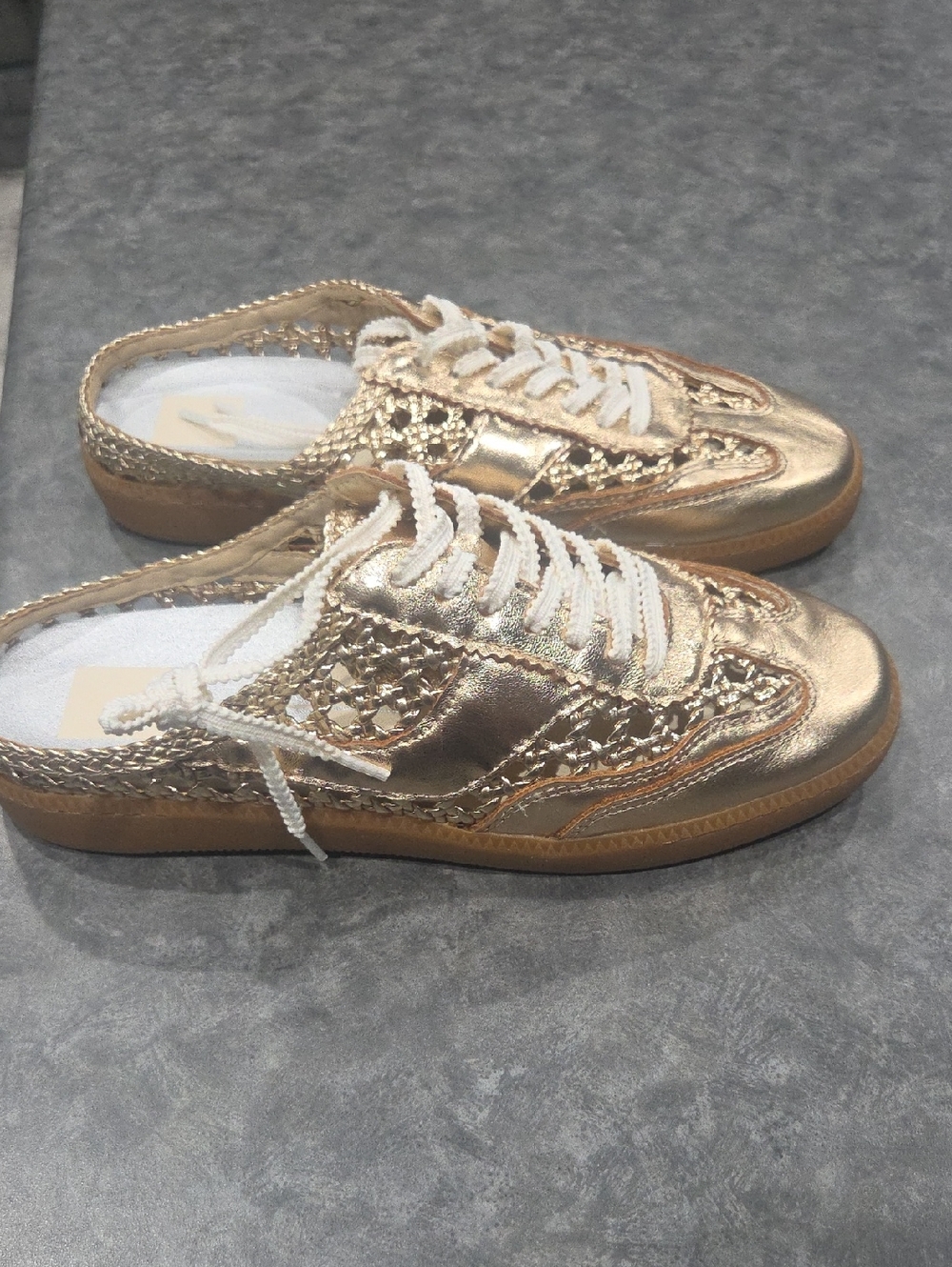 Dolce Vita Metallic Gold Lace-Up Mule Sneakers